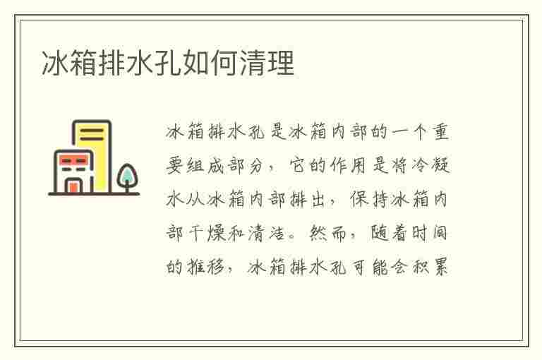 冰箱排水孔如何清理(冰箱的排水孔在哪里怎样清理)